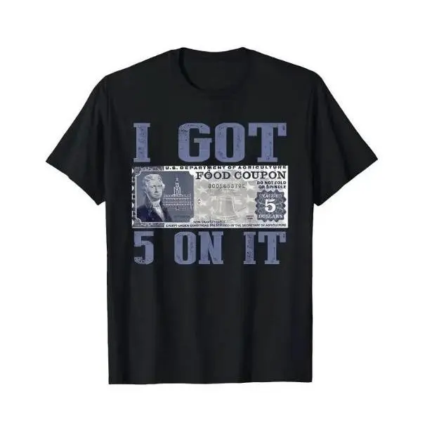 Women's Distressed Blue Vintage USDA Food Coupon Letter Graphic Short-Sleeve T-Shirt - Premium Cotton Streetwear Top with Polyester Blend, Old-School Hip Hop Vibe, Shortsleeve, Tshirt