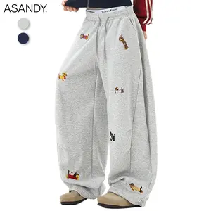 ASANDY Women's Versatile Casual Jogger Pants with Animal Patches Curved Cut for Everyday Wear Comfortable Fit Stylish Design