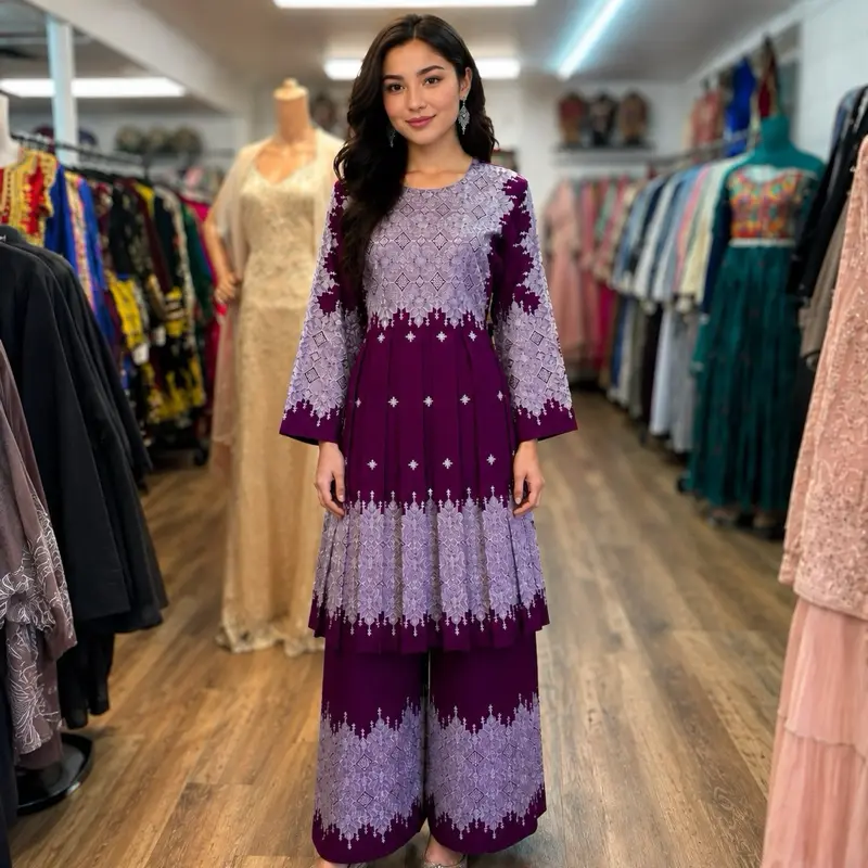 Hazaragi Dress For Women Afghani Traditional Clothe Khamak Duzi 100% Cotton شال زنانه خامک دوزی افغانی