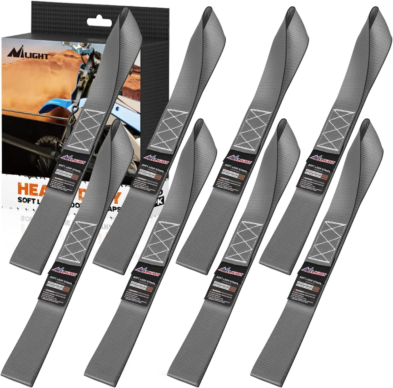 Nilight Polyester Motorcycle Tie Down Straps with 1.7in×17in Soft Loops, Heavy-Duty 12000Lbs Max Break Strength for Securing ATV, UTV Cargo