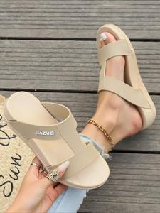 women's fashionable plain color sandals, casual comfortable flat sandals for beach, vacation, daily wear