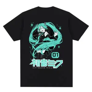 Hatsune Miku Unisex T-Shirt - Anime Girl Kawaii Vocaloid Project Diva Tee for Fans, Perfect Gift for Men and Women