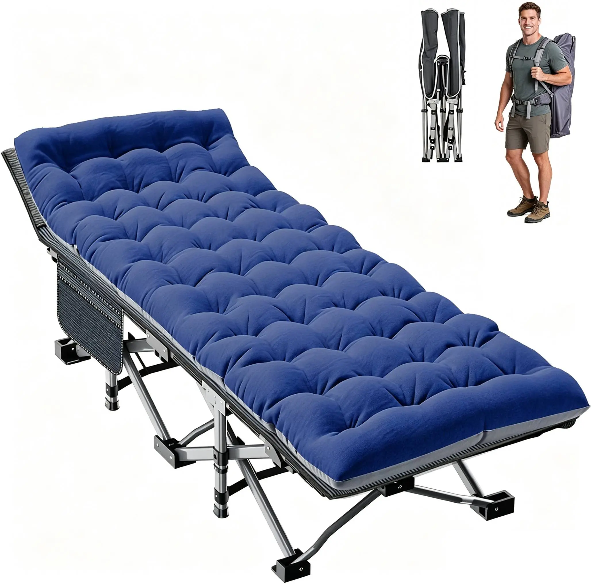 Docred Camping Cot, Heavy-Duty 1200D Oxford Cot for Sleeping, Portable Folding Camp Bed with Mat & Carry Bag Docred Camping Cot, Heavy-Duty 1200D Oxford Cot for Sleeping, Portable Folding Camp Bed with Mat & Carry Bag