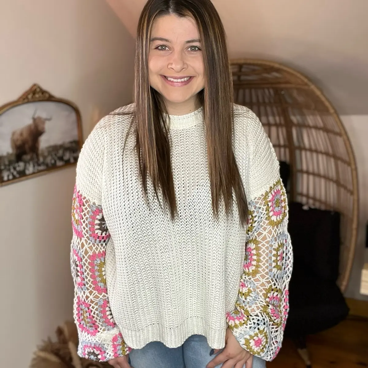 Crochet Ivory Sweater