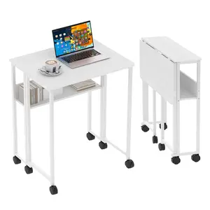 Garvee Foldable Table for Small Spaces, Compact 24.8-inch Foldable Desk and Portable Table for Home Office, Bedroom, Study or Dining Room, Space-Saving Foldable Desk with