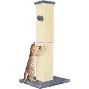 Cat Scratching Post 32 Inch for Indoor Large Cats and Kitten, Nature Sisal Tall Cat Scratch Post, Sisal Cat Scratcher Improve Cat's Scratching Habits and Protect Your Furniture, Grey