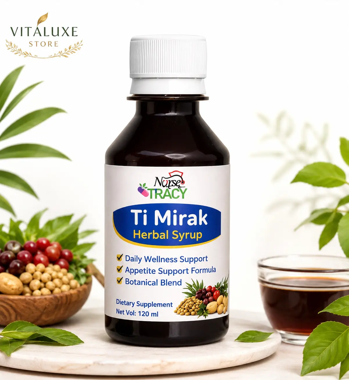 Nurse Tracy Ti Mirak Herbal Syrup - 120 ml Botanical Blend Formula for Daily Wellness Support (Blended Vitamins and Minerals Supplement)