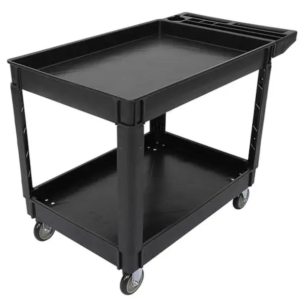 GARVEE Heavy Duty Utility Cart, 2-Shelf Rolling Service Cart with Wheels | 500 LBS Capacity, 45"x25" Tool Cart for Garage, Warehouse, and Cleaning（Black）