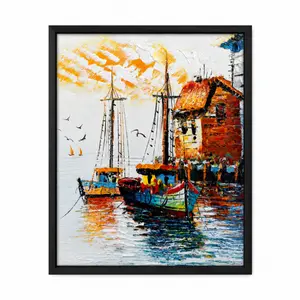 Hand-Painted Oil Painting - Harbor at Dusk