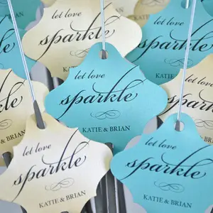 Let Love Sparkle" Elegant Wedding Sparkler Tags (24 Tags) Box Cream