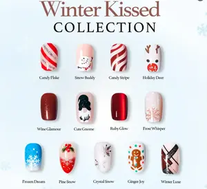2025 Winter Kissed Collection – Press On Nails Inspired by Frost, Candy Canes, and Christmas Magic | Red, White, and Sparkle Nail Art for the Winter Season | Reusable Gift Set