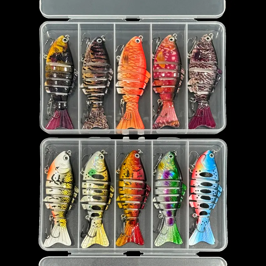 5PC Multi-Section Swimbait Fishing Lure Set - Realistic Fish Design with Treble Hook, Durable ABS Material, Sinking Crankbait for Pike - Great for Freshwater and Saltwater Fishing, Fishing Lure