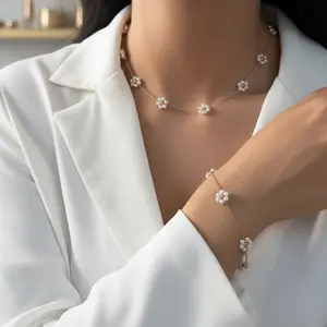 Talia Pearl Flower Necklace & Bracelet