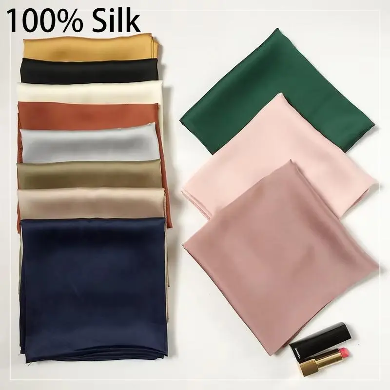 70Cm 100% Mulberry Silk Scarf Women Square Scarves Bandana Wrap Kerchief Mulberry Spring Fashion Luxury Headband Hijab Shawls