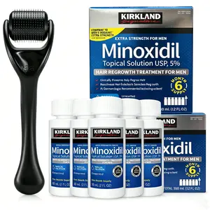 3pcs Kirkland Minoxidil Hair & Beard Growth Kit -AntiHairLoss Treatment with Dropper &Derma Roller