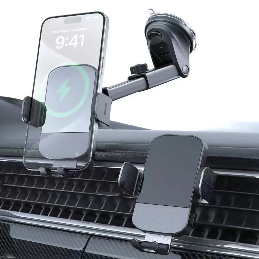 CHGeek Wireless 15W Fast Charger, Auto Clamping Holder for iPhone 16, 15, 14, 13, 12, 11 Pro, Xs, XS, Compatible with Various Models