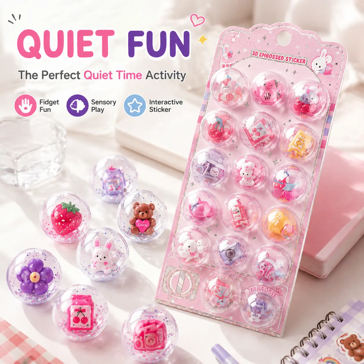 3D Puffy Bubble Stickers for Kids, Cute Shake-Shake Sticker Set, Sensory DIY Craft Activity Cute 3D Puffy Stickers for Kids, Fun Sensory Craft Kit, Creative Decoration Activity Shake Shake Bubble Stickers  3D Puffy Stickers for Journals, Crafts & DIY