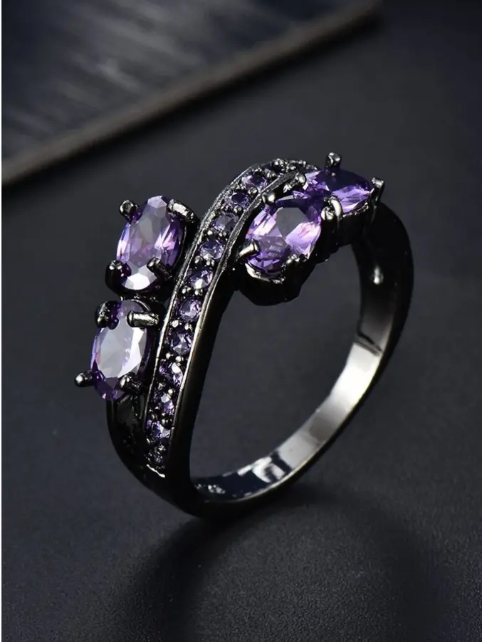 Purple Ring for Women, Elegant Promise Ring for Girlfriend or Wife