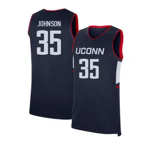 Navy #35 Johnson Basketball Jersey, College Style Mesh Tank Top, Blue Red Game Day Shirt, Sports Fan Apparel, Athletic Gift for Men
