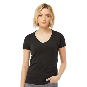 Tultex Women's Fine Jersey V-Neck T-Shirt , Bulk Tee, 100% Ring-Spun USA Cotton, 4.5 oz. Assorted Short Sleeve Crewneck Plain Tees, Multi Pack Solid T-shirts