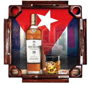 Luxury Domino Table with Macallan 18 Design, Cuban Flag – Premium Style, Foldable and Durable
