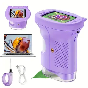 Handheld LCD USB Digital Microscope for Kids and Adults with IPS Screen, 8 Adjustable LED Lights, Capture Photos and Videos, Perfect Gift for Birthdays and Holidays Portable Handheld Microscope