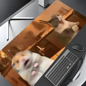 Cute Funny Animals Large Gaming Mouse Pad, aesthetic desktop decoration protection pad,rubber pad non-slip lock edge work pad,multi-size mouse pad suitable for laptop,desktop computer games, work,family, good gift for boys,girls,kids, Desk Accessories