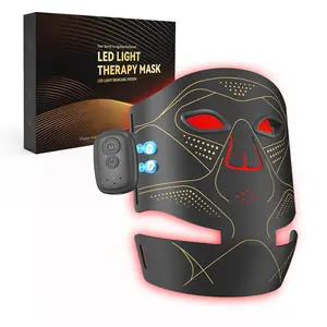RICIAL Red Light Therapy Mask, Rechargeable Red Light Therapy for Face with Multiple Light Modes, 3 Timers & 3 Brightness Levels, Detachable Controller for At-Home Skincare Use-Black