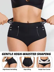 Women Cross High Waist Tummy Control Brief Panty Girdle Hips Lift Underwear No Show Shapewear Bottom