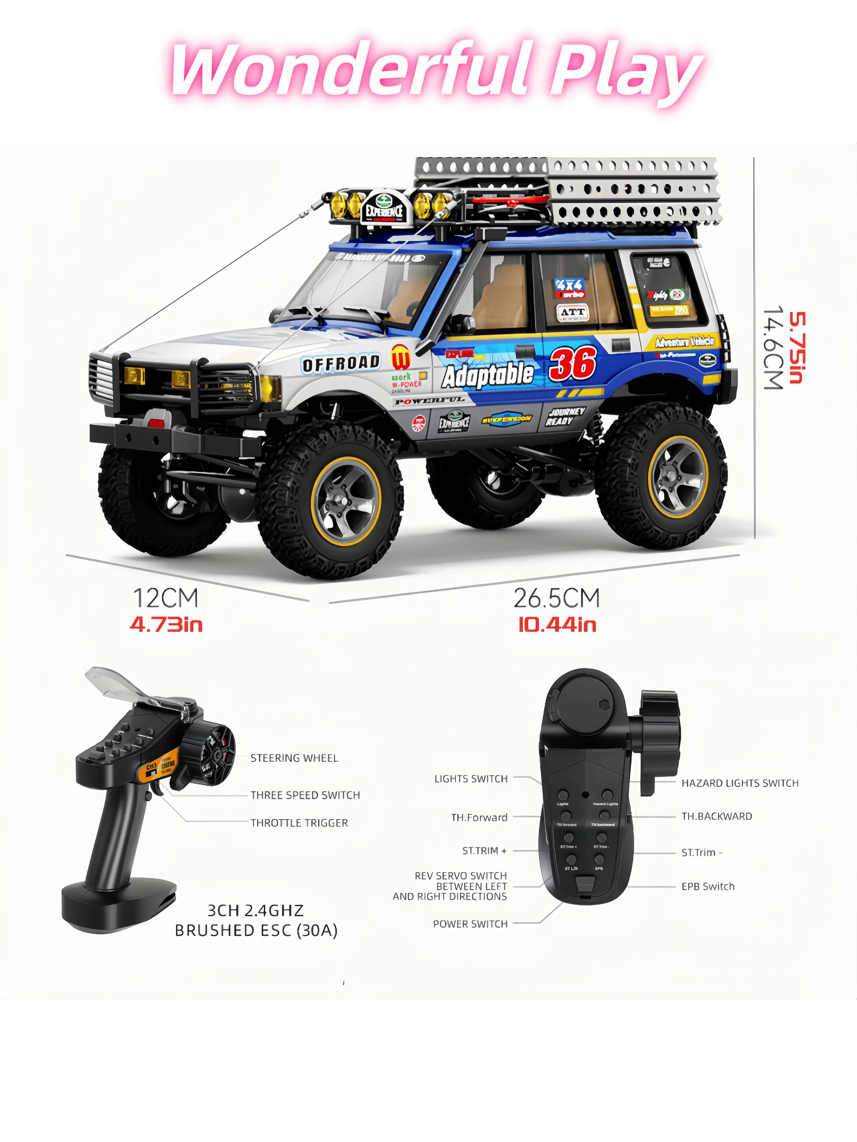 JXC 1/18 Scale 2.4GHz High Torque 4WD RC Crawler Toy Car