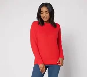 Belle by Kim Gravel Shaker Knit Center Stitch Raglan Sweater