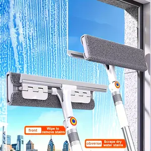 2-in-1 Glass Wiper Tool, Multifunctional Dual-Head Plastic and Stainless Steel Streak-Free Squeegee, Compact, Lightweight, Easy-to-Use, Durable Home Cleaning Accessory for Bathroom Walls and Floors