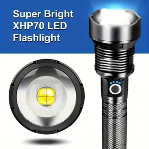 Anyice Super Bright XHP70 LED Flashlight - Rechargeable, Zoomable, Ideal for Home, Outdoor Camping, Fishing & Hunting - Includes 18650/26650 Battery