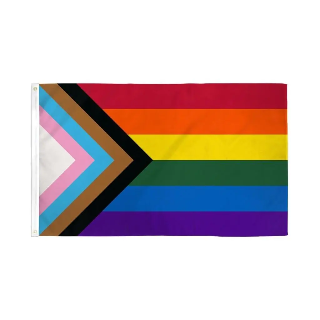 3x5ft Progress Pride Flag Banner - Lightweight Poly Fade-Resistant Hanging Banner with Traditional Bold Colors and Chevron Stripes, Banners