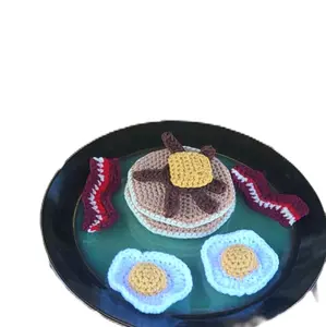 Crochet pancakes, bacon, and eggs breakfast food