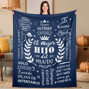 El Hijo del Mundo Spanish Quote Flannel Throw Blanket 280GSM Soft Cozy Warm for Bed Sofa Couch Home Office Travel Camping Gift for Son Birthday Christmas