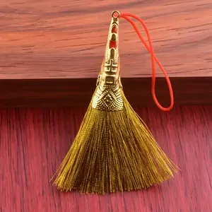 Golden Broom for Home Protection and Wealth Attraction, Gold Fringe Magic Broom, Feng Shui Decorative Broom, Good Luck Gift
