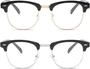 Fashion Vintage Classic Semi-Rimless Half Frame Clear Lens Glasses