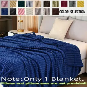 Luxurious Solid Color Plaid Fuzzy Blanket, Soft and Comfortable, All-Season Use, Multiple Sizes and Colors Available, Ideal for Naps, Travel, Home Decor