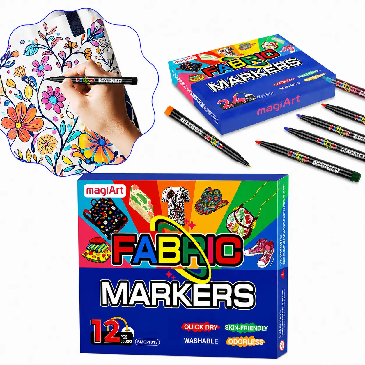 Washable Fabric Doodle Markers, Permanent Waterproof Fabric Paint Markers, Non-Toxic Odorless Textile Art Pens for DIY Clothing Canvas Shoe Decor
