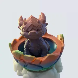 Rocky And His Rainbow Egg Fully 3D Printed With Rainbow Filament Colorful Design Figure For Home Decor Or Gift Ornaments Decoration