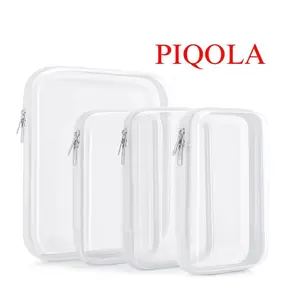 PIQOLA Clear Organizer Storage Box Clear Hard Zipper Case PVC Plastic CLear Storage Containers for Tools & Small Objects Girl Stuff Portable Travel Organizer Set Makeup Organizer Jewelry Box Toy Storage Bins High Transparency TikTokShopBlackFriday M+3S