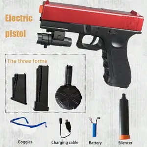 Rechargeable Elecc Blaster Gun, High Performance Pistol, Cool Toy Gun For Outdoor Activities, Shooting Game Party Favors, Halloween Christmas Gift