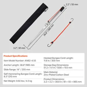 VEVOR Sand Spike Boat Anchor, 36 in Slide Anchor Shore Spike, Galvanized Carbon Steel Boat Shore Anchors, Shallow Water Beach Anchors, for Securing Jet Ski PWC Pontoon Kayak on Beaches Sandbars