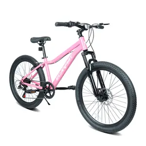 24 Inch Youth Mountain Bike with 7 Speeds & Front Suspension Durable Steel Frame, Alloy Rims & Disc Brakes For Boys and Girls in Multiple Colors