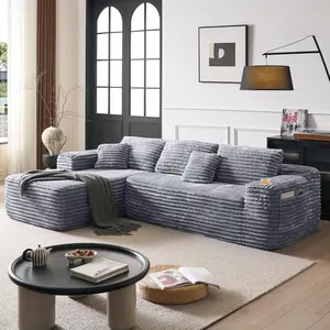 【Back To School Season!!!】Modern Modular Sofa with Deep Seat, Built-in Cup Holder & Storage Pocket for Living Room Bedroom, No Assembly Required - 106*69.5*31‘’
