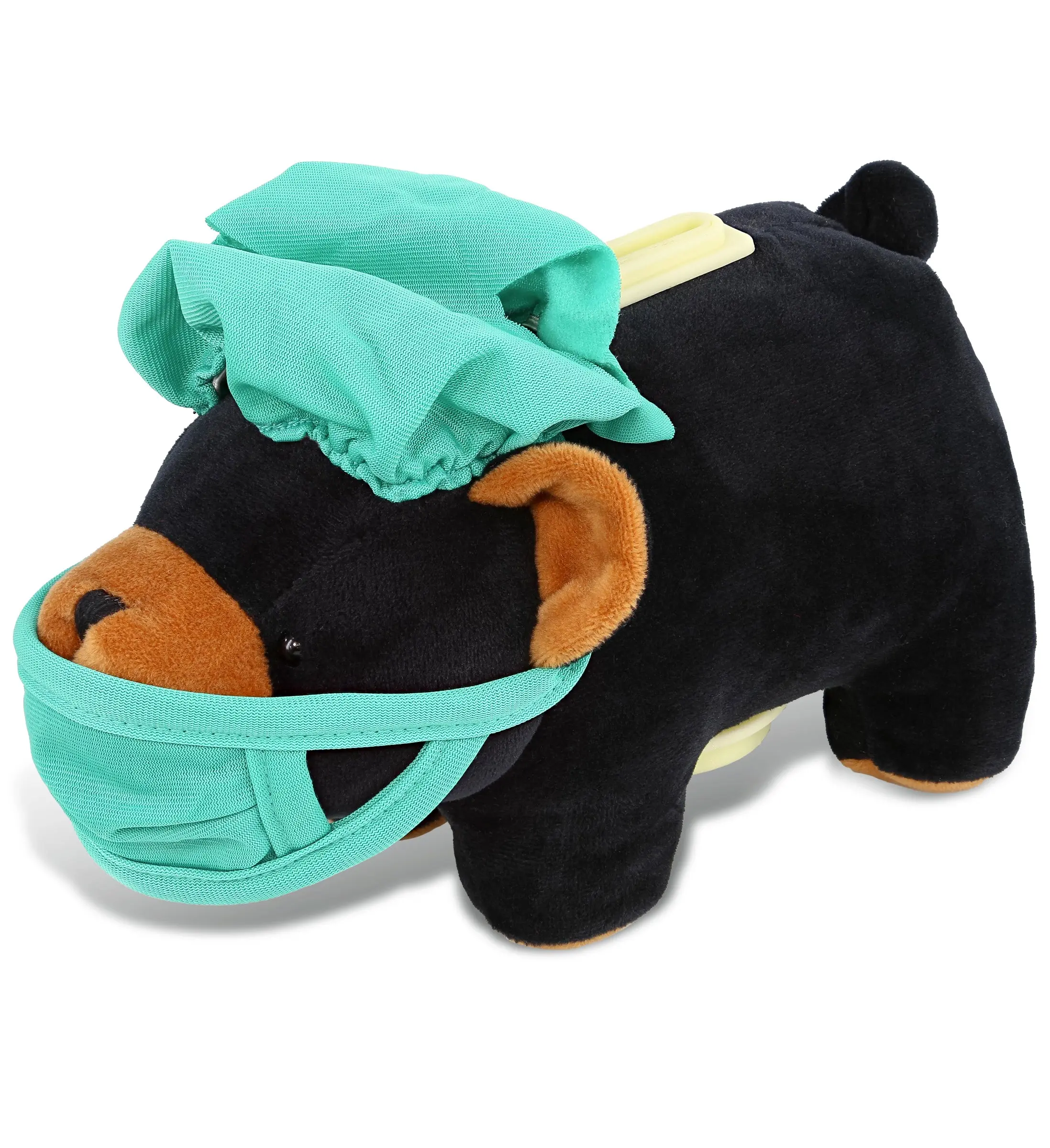 DOLLIBU Soft Black Fluffy Stuffed Animal - Doctor Outfit Plush Bank, Pretend Play Toy for Kids, Plush Stuffed Toy, Plush Stuffed Toys, Fluffy Stuffed Toys