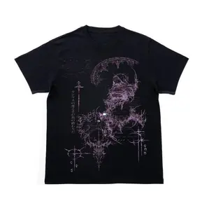 Gothic Dark Fantasy T-Shirt, Ethereal Purple Cyber Knight Graphic Shirt, Y2K Aesthetic Alt Fashion Streetwear Tee, Crew Neck, Short Sleeve, Cotton, Gift for Aesthetic Him Her, Men And Womenswear Top