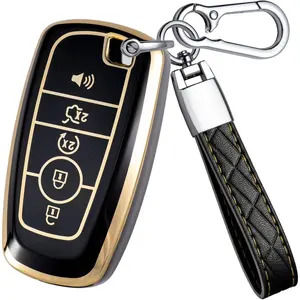 for Ford Key Fob Cover - TPU Key Shell Case Protector Compatible with Ford Explorer Escape Edge Expedition Bronco Fusion F150 F250 F350 F450 F550 Maverick Mustang, 5 Buttons Black