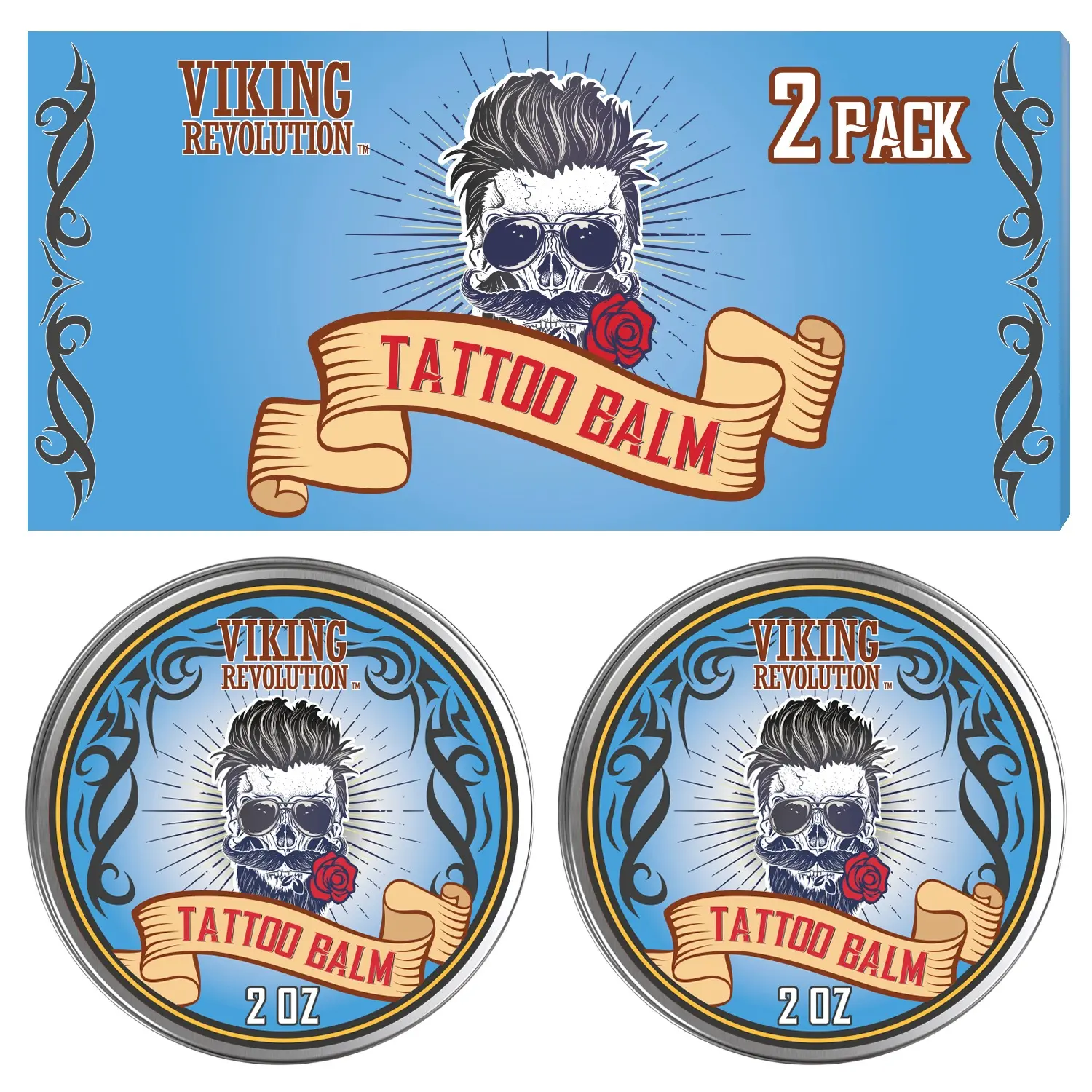Viking Revolution Tattoo Care Balm for Before, During & Post Tattoo – Safe, Natural Tattoo Aftercare Cream – Moisturizing Lotion to Promote Skin Moisture (2oz, 2 Pack) Viking Revolution Tattoo Care Balm for Before, During & Post Tattoo – Safe, Natural Tattoo Aftercare Cream – Moisturizing Lotion to Promote Skin Moisture (2oz, 2 Pack)
